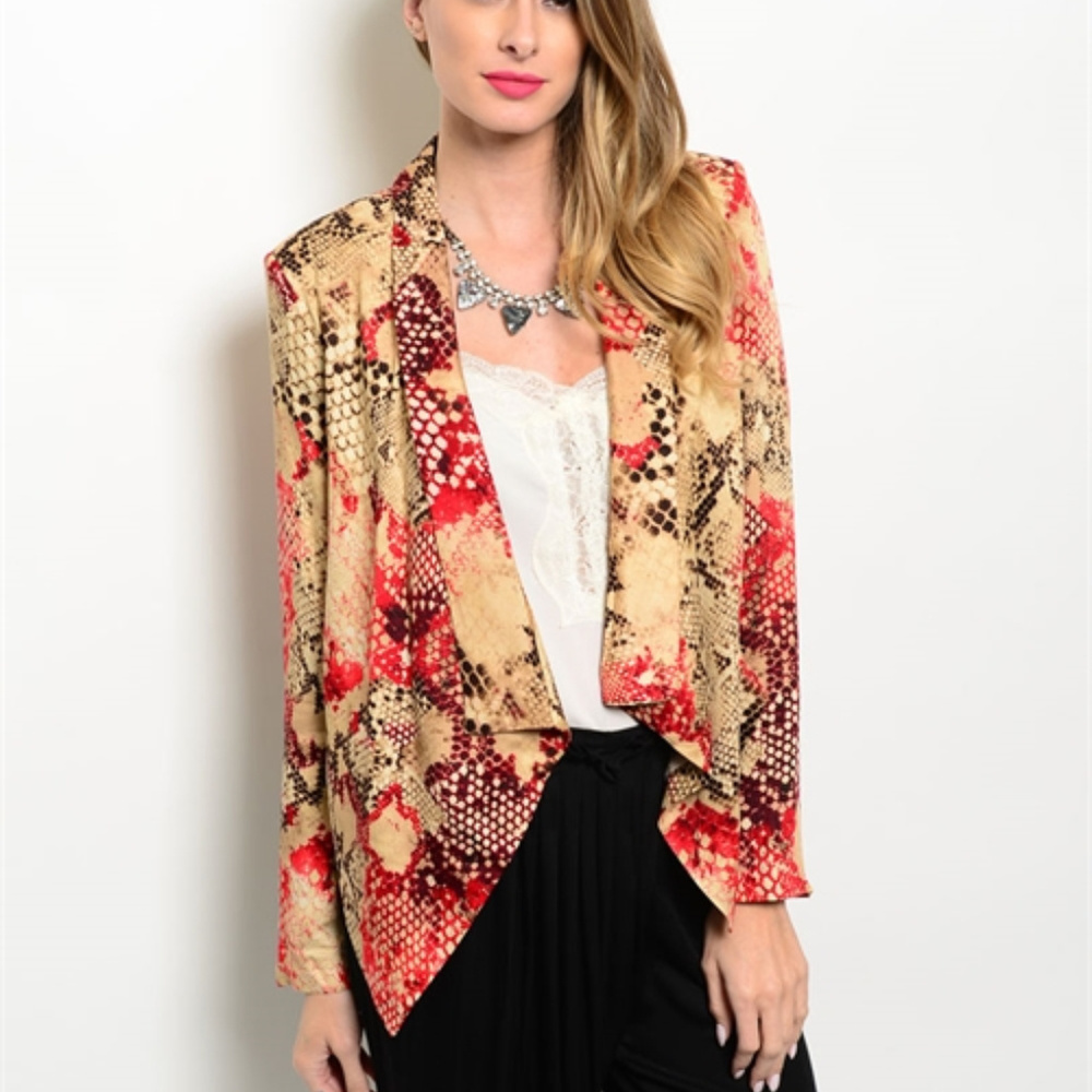 New Tan ,red, blazer